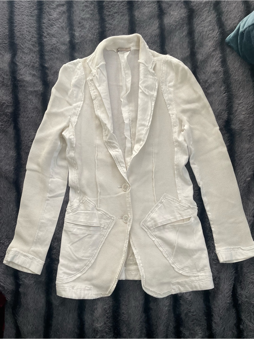Bottega Veneta Cream Textured Knit Blazer Jacket
